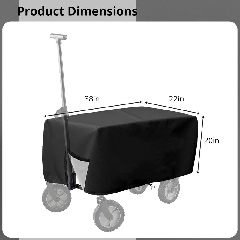 BATTIPAW Outdoor Folding Wagon Cover 600D Oxford Cloth Protective Cover Waterproof Garden Wagon Cart Cover Heavy-Duty Dustproof Cover for Collapsible Wagon Carts (600D) - Image 5